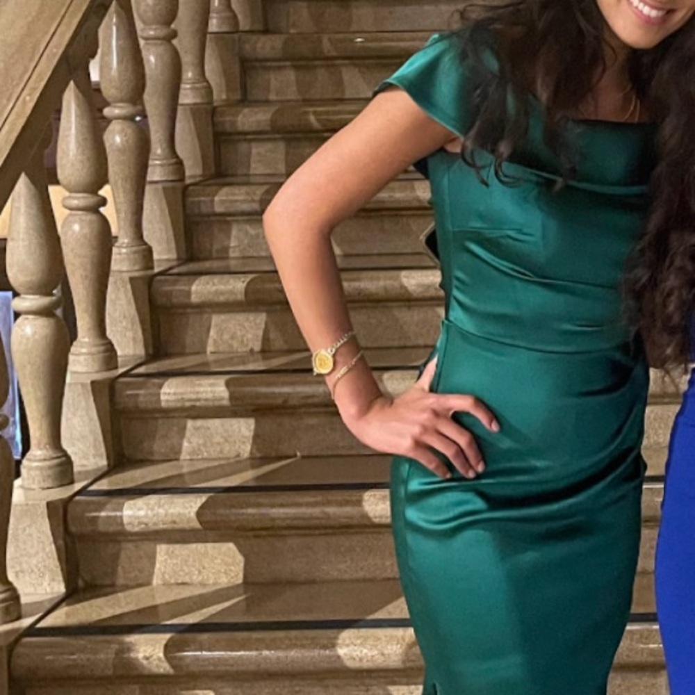 Green elegant evening formal gown/dress